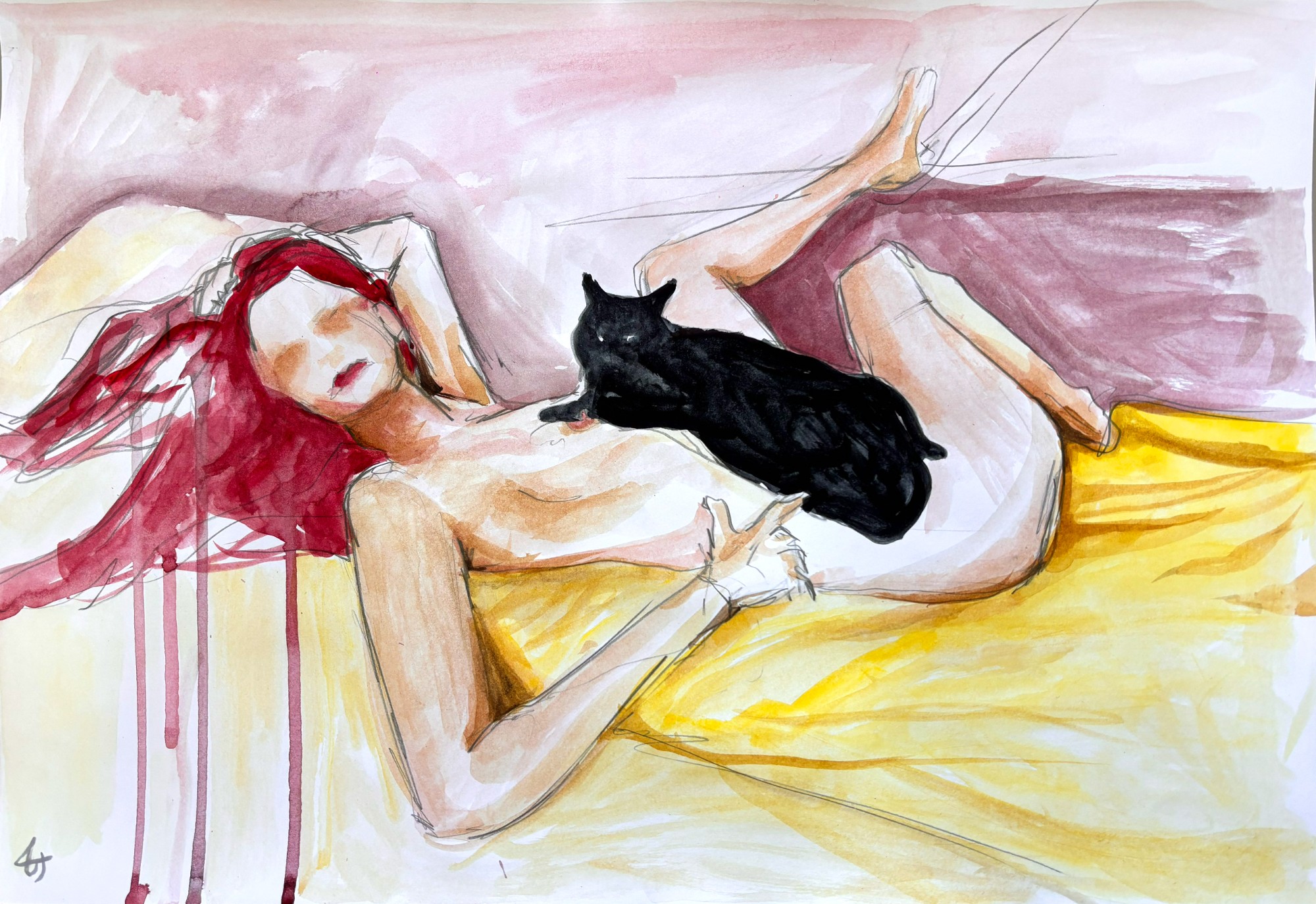 nude and cat